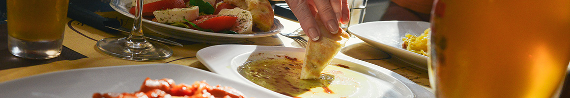 Eating Mediterranean Lebanese at Garlic Crush restaurant in Bellevue, WA.